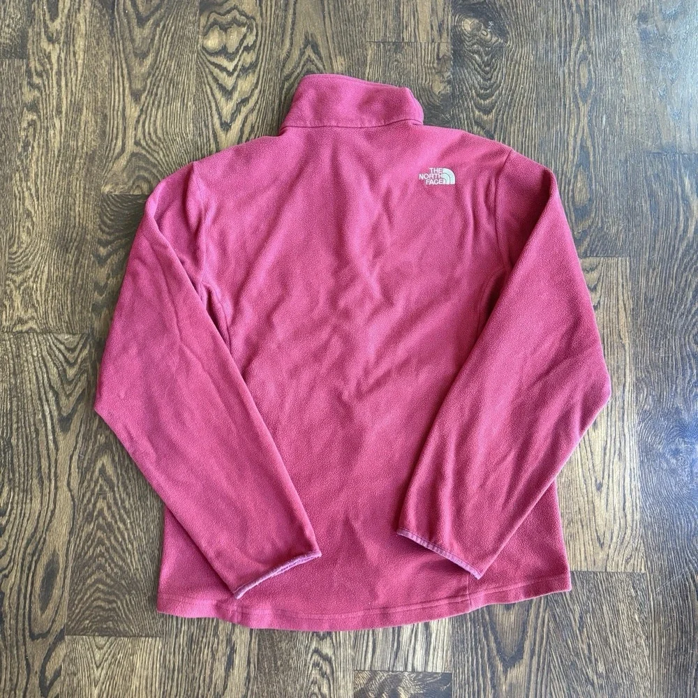 The North Face Mens Full Zip Fleece Jacket Solid Red Medium Lightweight Hiking